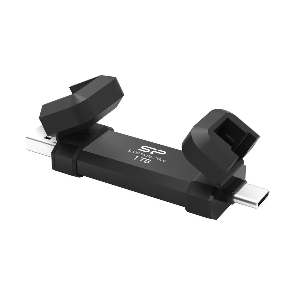 Silicon Power 1TB DS72 Dual USB-C/USB 3.2 Gen 2, Portable External SSD, Steam Deck and iPhone 15 Pro, R/W: up to 1050MB/s; 850MB/s, Black - image 1