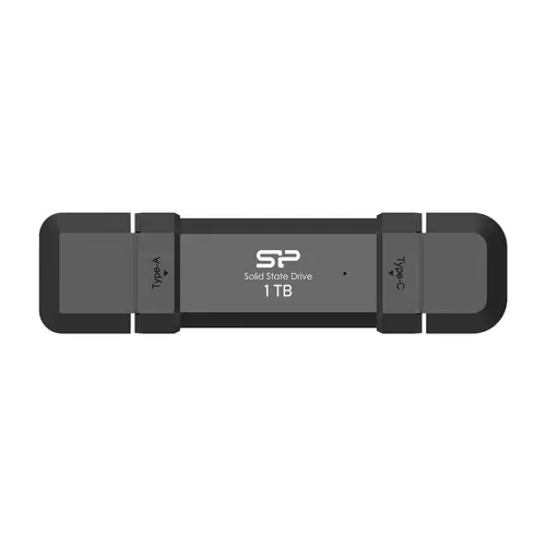 Silicon Power 1TB DS72 Dual USB-C/USB 3.2 Gen 2, Portable External SSD, Steam Deck and iPhone 15 Pro, R/W: up to 1050MB/s; 850MB/s, Black