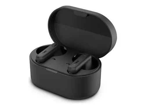 PHILIPS слушалки Bluetooth тапи черни true wireless Изключително малък калъф за зареждане