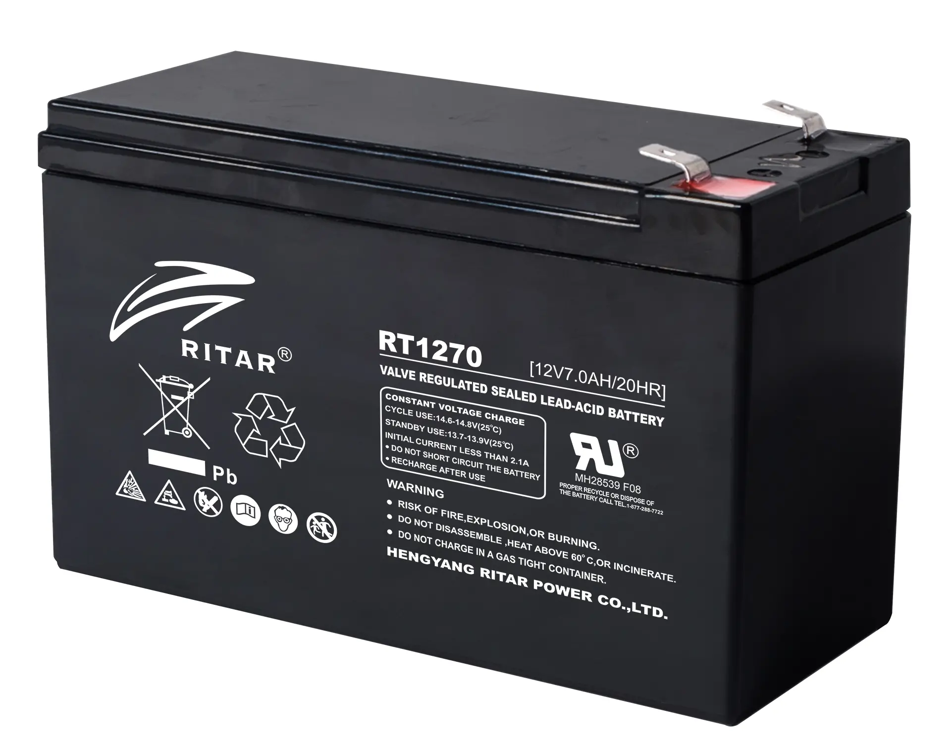 Μπαταρία μολύβδου RITAR, (RT1270) AGM, 12V, 7Ah, 151/ 65/ 94 mm, Ακροδέκτης1