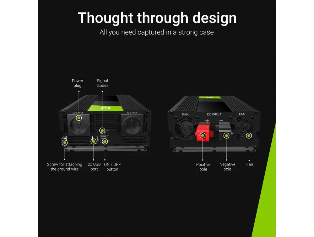 Инвертор GREEN CELL 24V/1500W  чиста синусоида - image 2