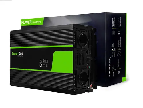 Invertor GREEN CELL, 12/220V, DC/AC, 1500W/3000W, sinusoidă pură - 2