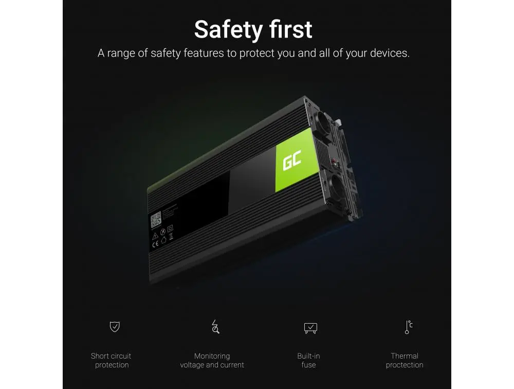 Inverter GREEN CELL, 12/220V, DC/AC, 1500W/3000W, καθαρού ημιτόνου - image 2