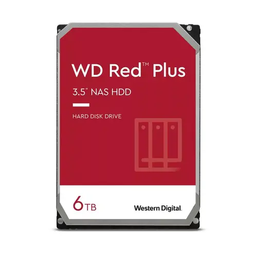 Твърд диск, Western Digital Red 6TB Plus ( 3.5", 256MB, 5400 RPM, SATA 6Gb/s )