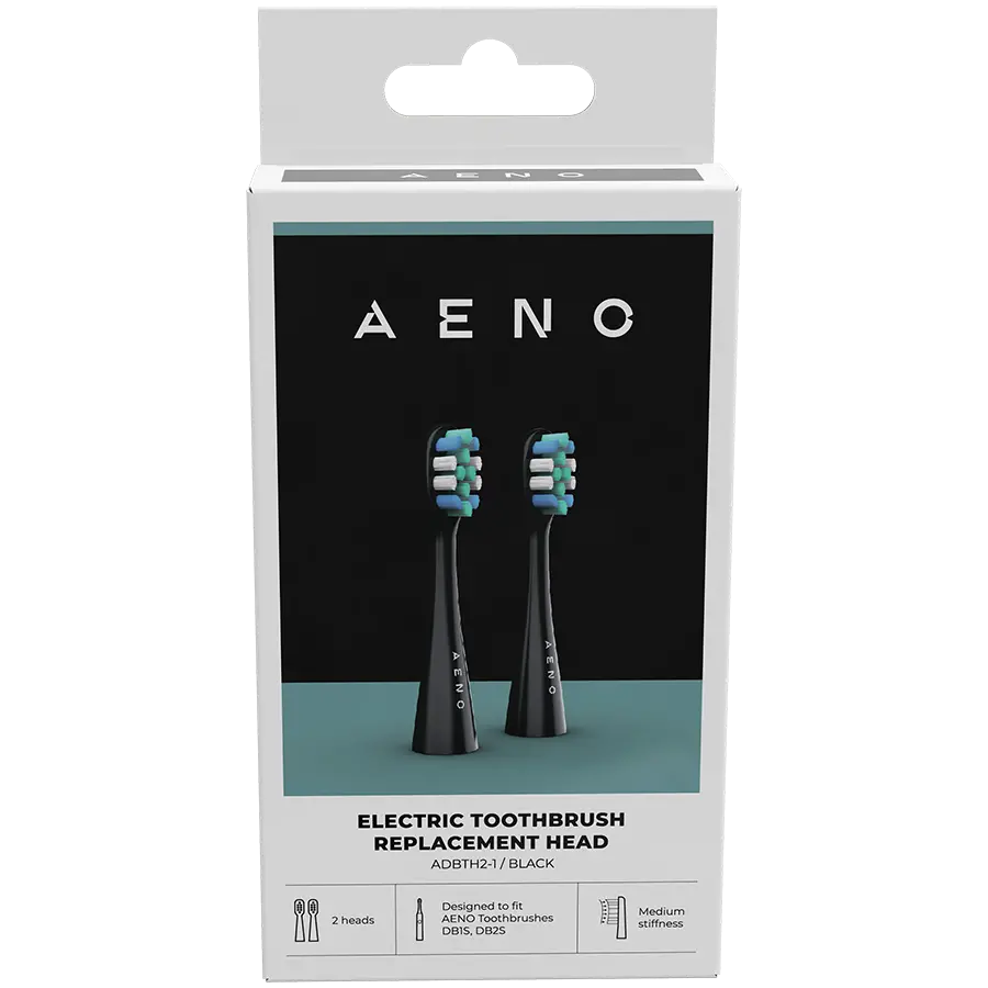 AENO Capete de schimb pentru periuța de dinți, Negru, fibre Dupont, 2 buc. în set (pentru ADB0002S/ADB0001S) - image 1