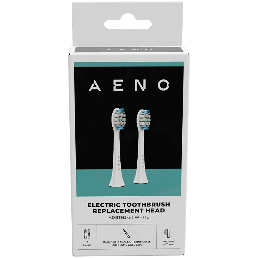 AENO Replacement toothbrush heads, White, Dupont bristles, 2pcs in set (for ADB0003/ADB0005 and ADB0004/ADB0006) - image 1