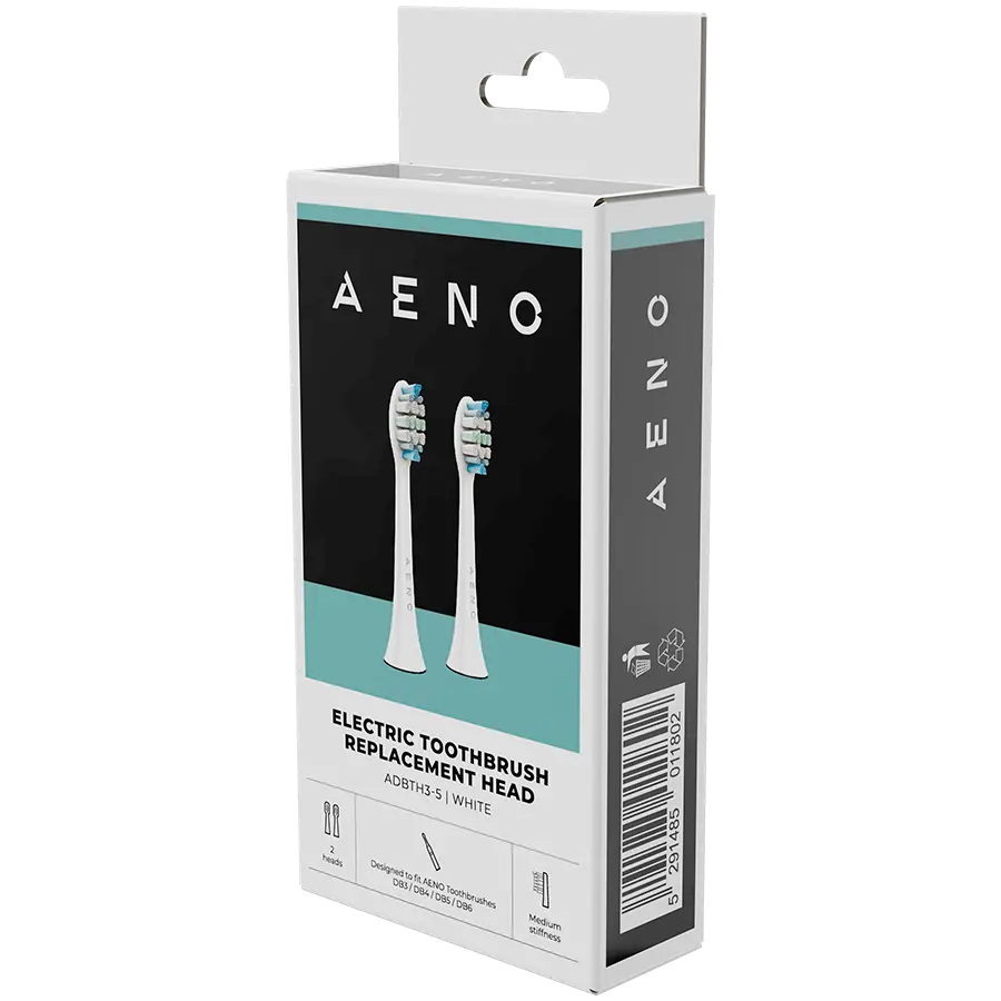 AENO Replacement toothbrush heads, White, Dupont bristles, 2pcs in set (for ADB0003/ADB0005 and ADB0004/ADB0006) - image 2