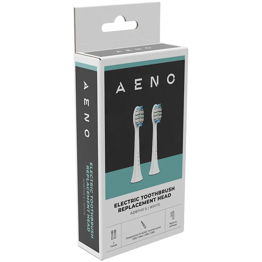 AENO Replacement toothbrush heads, White, Dupont bristles, 2pcs in set (for ADB0003/ADB0005 and ADB0004/ADB0006) - image 3