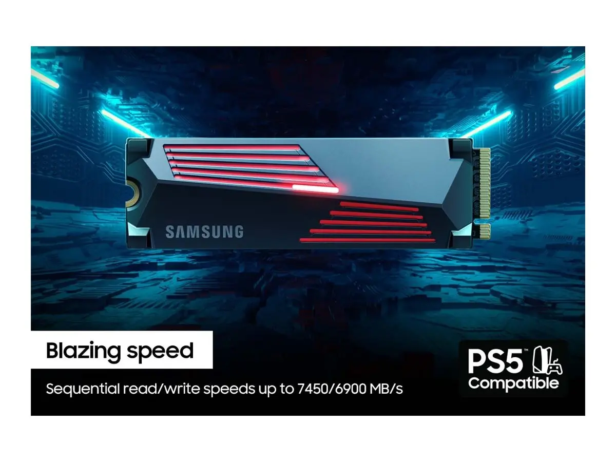 Твърд диск, Samsung SSD 990 PRO 4TB Heatsink PCIe 4.0 NVMe 2.0 M.2 V-NAND 3-bit MLC, 256-bit Encryption, Read 7450 MB/s Write 6900 MB/s - image 2