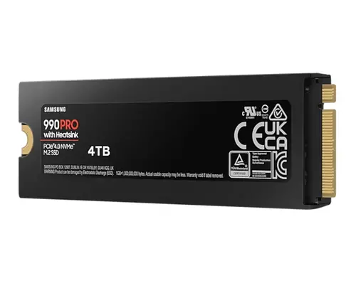 Твърд диск, Samsung SSD 990 PRO 4TB Heatsink PCIe 4.0 NVMe 2.0 M.2 V-NAND 3-bit MLC, 256-bit Encryption, Read 7450 MB/s Write 6900 MB/s - image 3