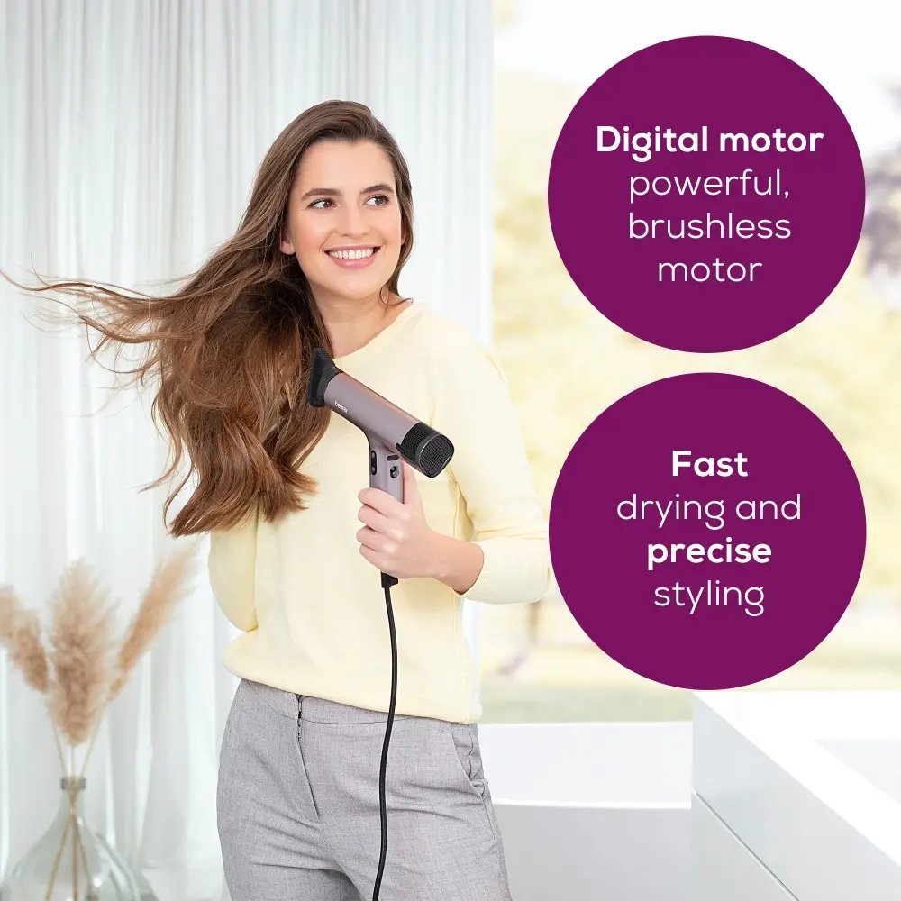 Сешоар, Beurer HC 100 Excellence Hair dryer, ECO technology, lightweight and ergonomic, Slim, magnetic nozzle and diffuser, Ion function, 4 temperature and blower settings, Integrated memory function - image 6