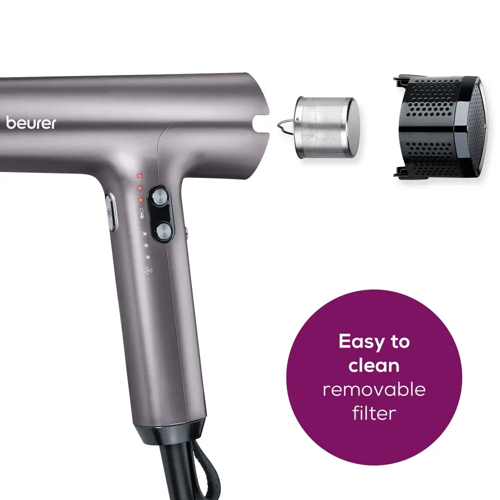 Сешоар, Beurer HC 100 Excellence Hair dryer, ECO technology, lightweight and ergonomic, Slim, magnetic nozzle and diffuser, Ion function, 4 temperature and blower settings, Integrated memory function - image 9