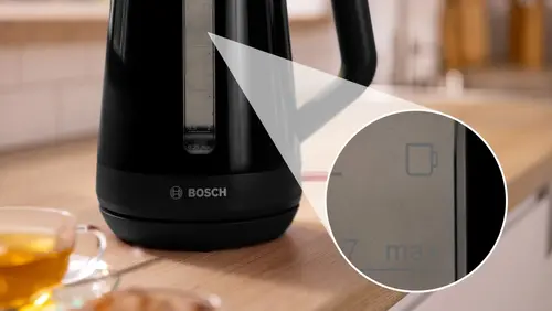 Ηλεκτρικός βραστήρας, Bosch TWK1M123, MyMoment Plastic Kettle, 2400 W, 1.7 l, Ένδειξη φλιτζανιών, Φίλτρο αλάτων, Τριπλή λειτουργία ασφαλείας, Μαύρο - 4
