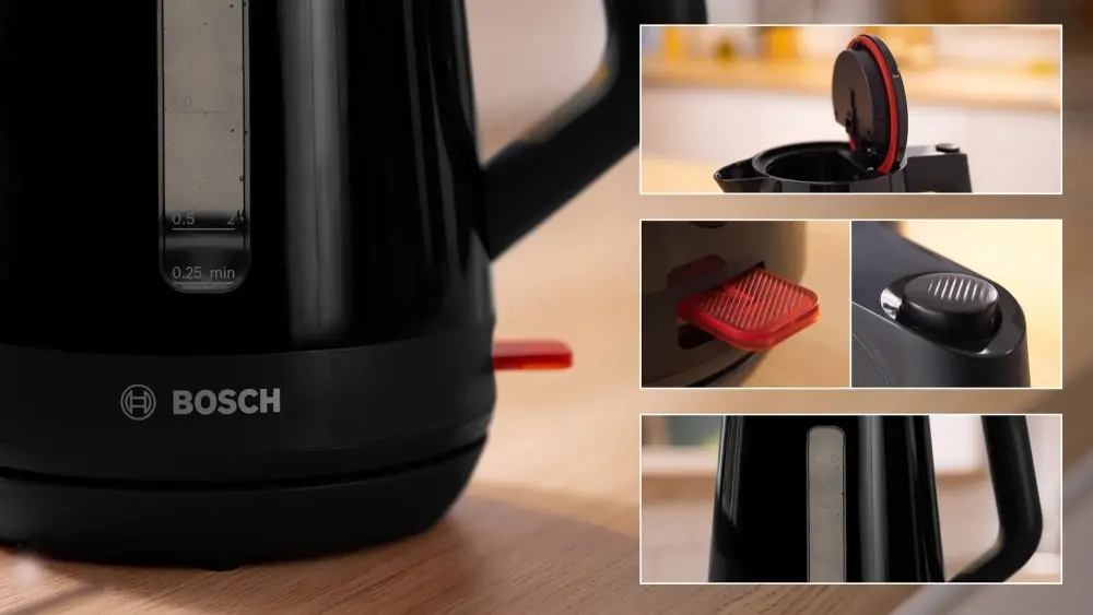 Ηλεκτρικός βραστήρας, Bosch TWK1M123, MyMoment Plastic Kettle, 2400 W, 1.7 l, Ένδειξη φλιτζανιών, Φίλτρο αλάτων, Τριπλή λειτουργία ασφαλείας, Μαύρο - image 4