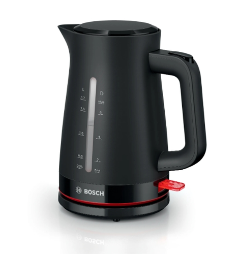 Електрическа кана, Bosch TWK3M123, MyMoment Plastic Kettle, 2400 W, 1.7 l, Cup indicator, Limescale filter, Triple safety function, Black