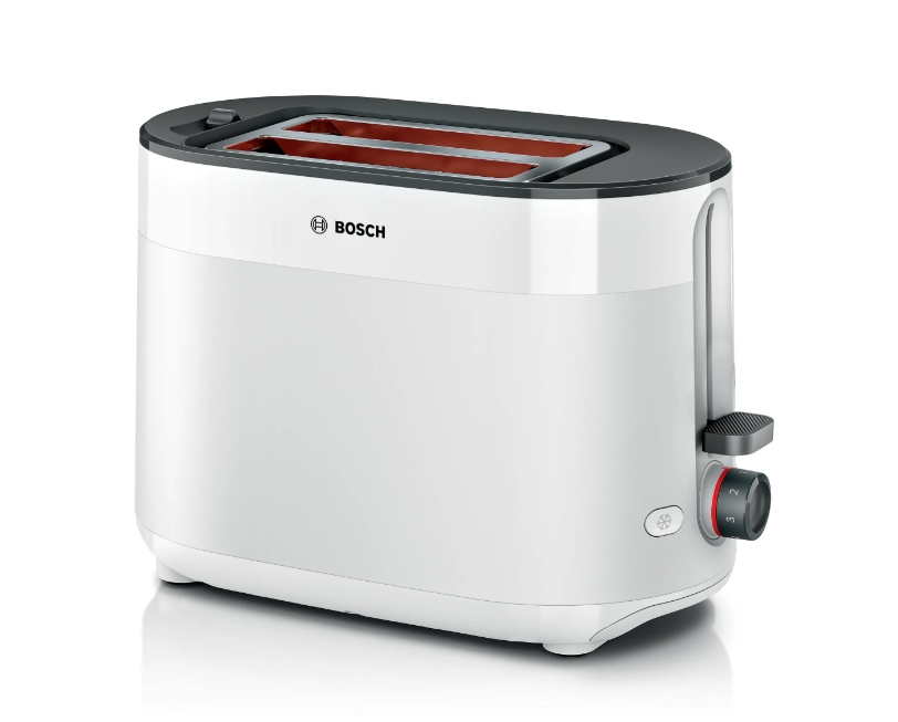 Тостер, Bosch TAT2M121, MyMoment Compact toaster, 950 W, Auto power off, Defrost and reheat setting, Integrated warming grid, High lift, White