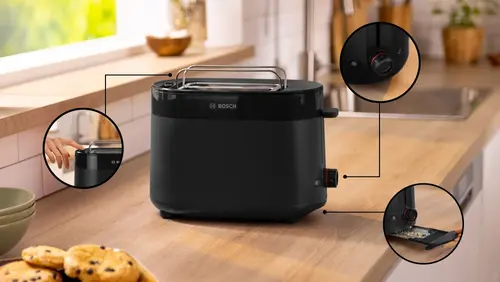 Prăjitor de pâine, Bosch TAT2M123, MyMoment Compact toaster, 950 W, oprire automată, setare pentru decongelare și reîncălzire, grătar de încălzire - 2