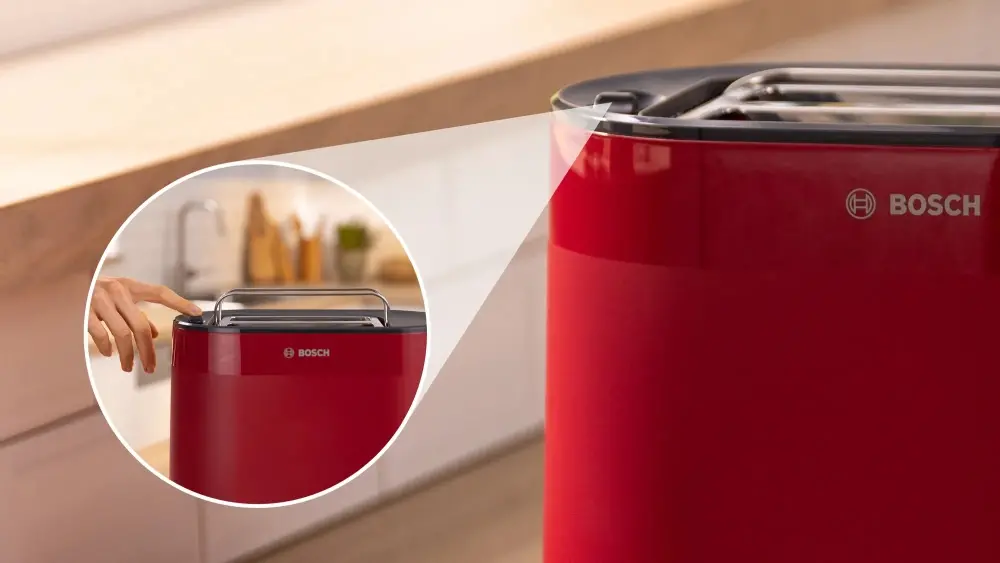 Тостер, Bosch TAT2M124, MyMoment Compact toaster, 950 W, Auto power off, Defrost and reheat setting, Integrated warming grid, High lift, Red - image 5