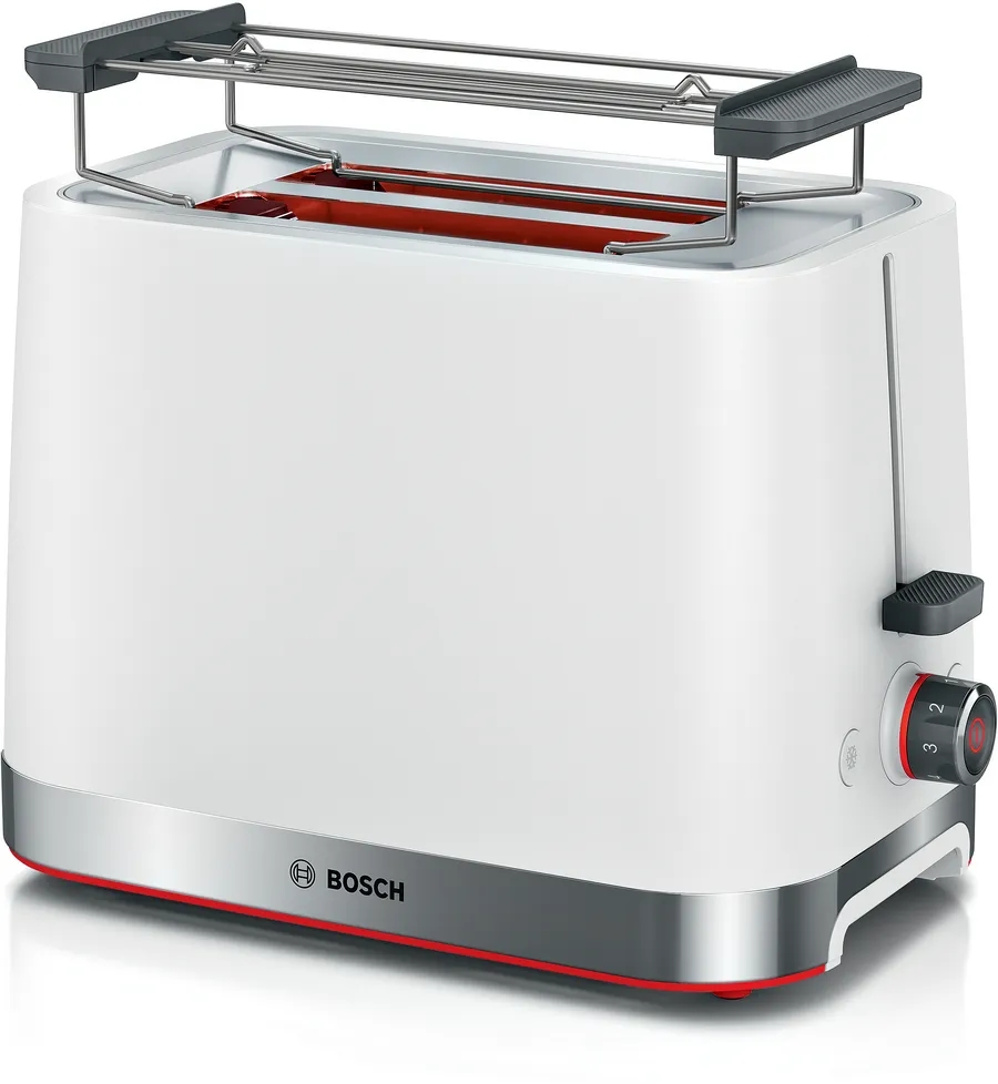 Тостер, Bosch TAT4M221, MyMoment Compact toaster, 950 W, Auto power off, Defrost and reheat setting, Removable and foldable bun attachment, High lift, White