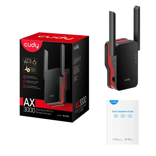 Amplificator Cudy RE3000, AX3000 Dual Band, 2.4/5 GHz, 574 - 2402 Mbps, Gigabit - 5