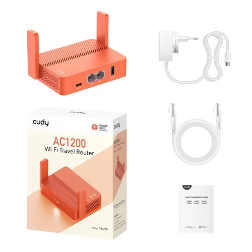 Безжичен рутер CUDY Travel TR1200, AC1200, 2 x 10/100 Mbps, USB3.0, червен - image 3