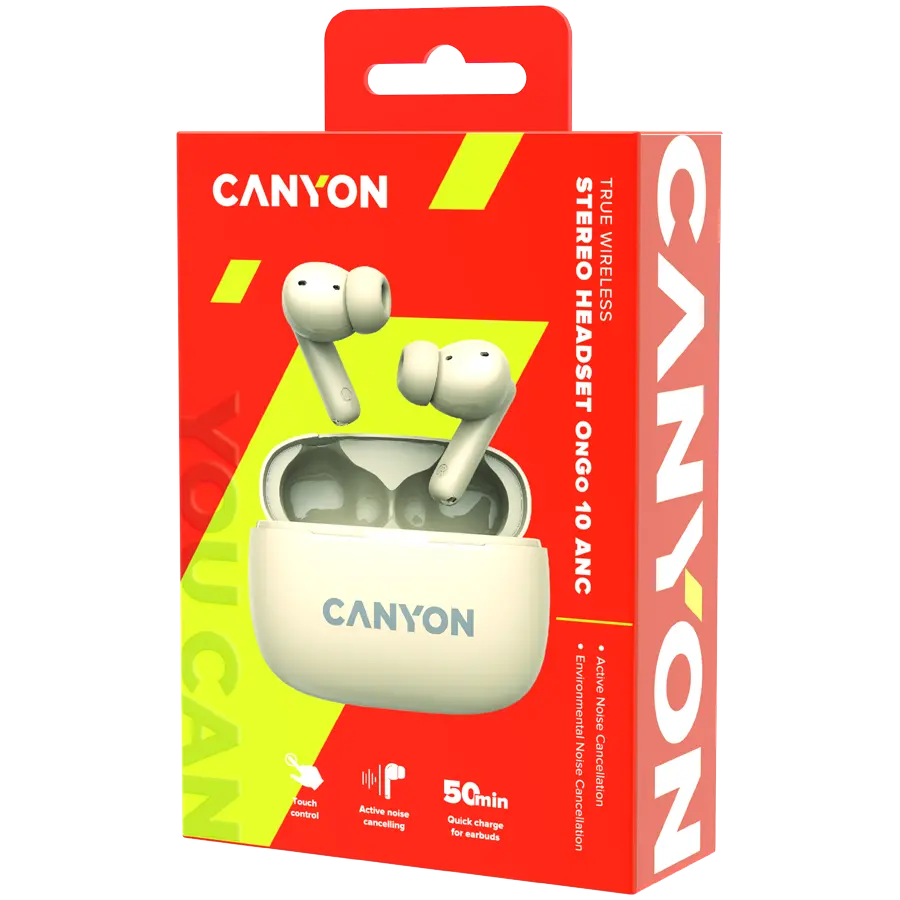 CANYON headset OnGo TWS-10 ANC+ENC Beige - image 7