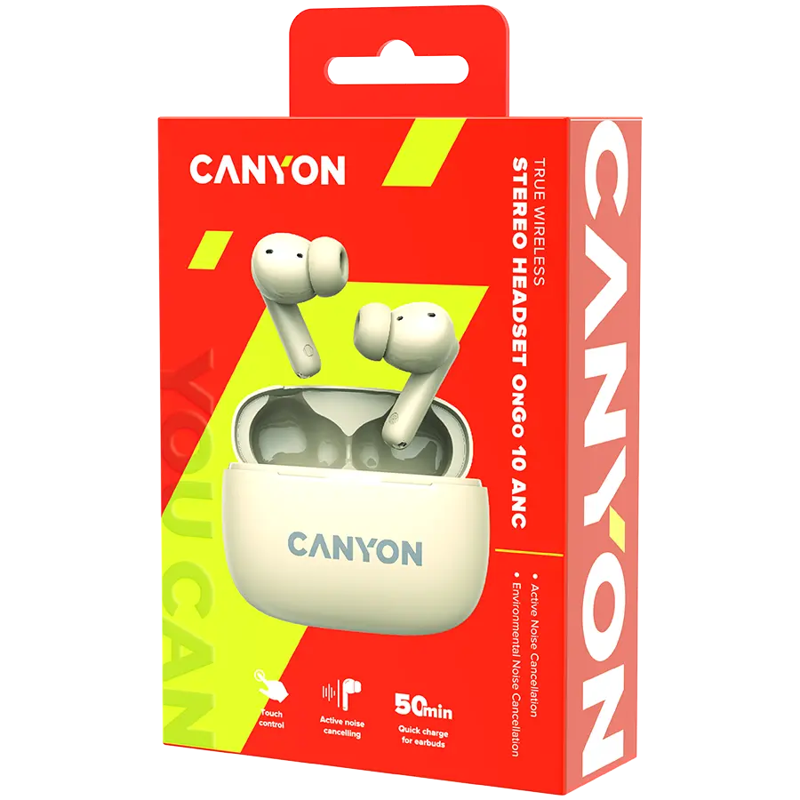 CANYON headset OnGo TWS-10 ANC+ENC Beige - image 8