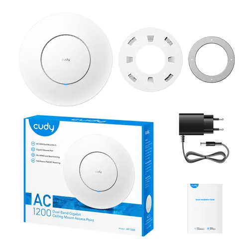 Безжичен Access Point Cudy AP1300-P, AC1200, 2.4/5 GHz, 300 - 867 Mbps, PoE адаптер - image 3