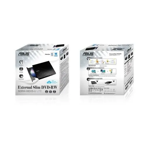 Външно USB DVD записващо устройство ASUS SDRW-08D2S-U LITE, USB 2.0, черно - image 5