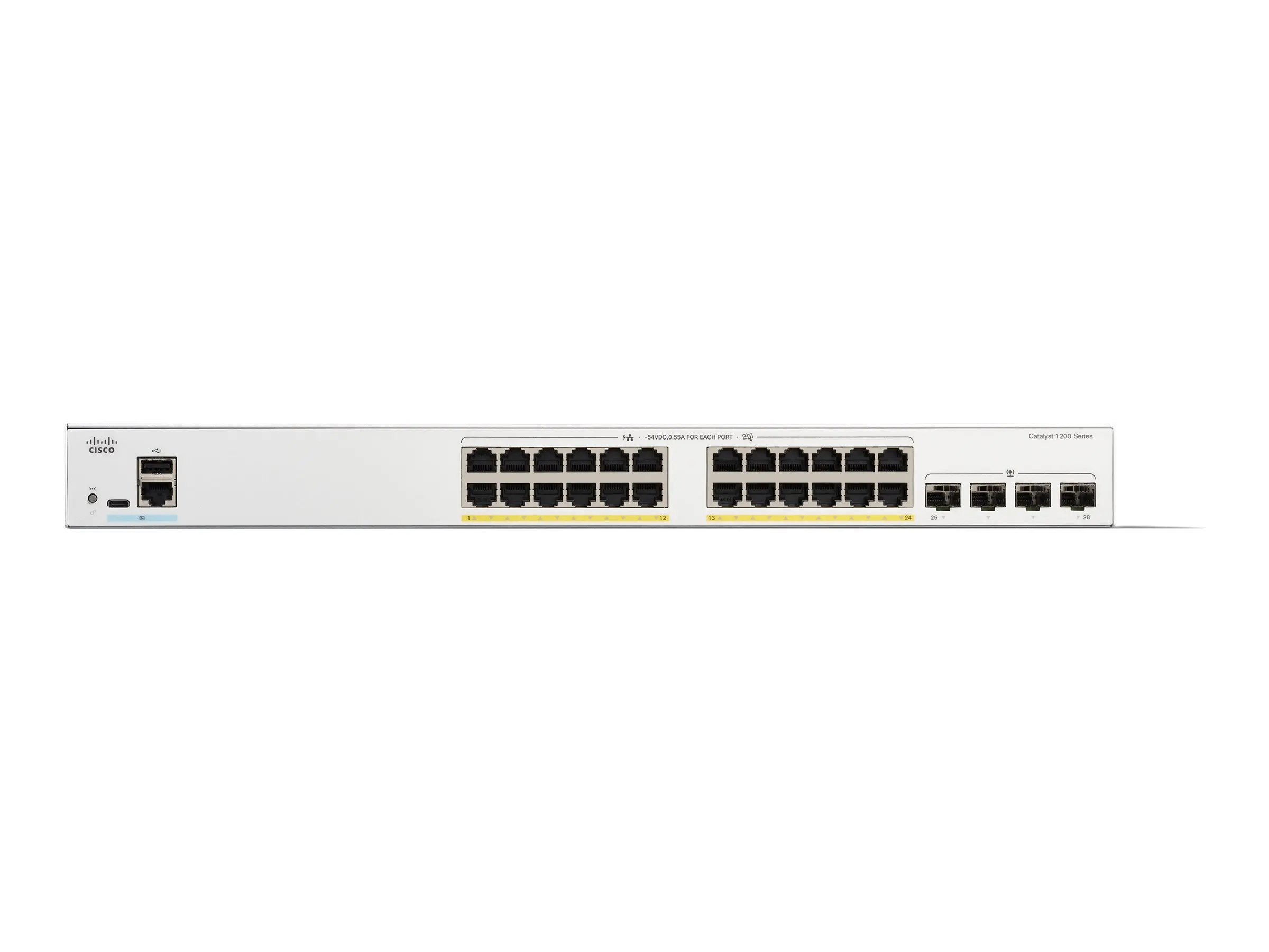 Комутатор, Cisco Catalyst 1200 24-port GE, PoE, 4x1G SFP