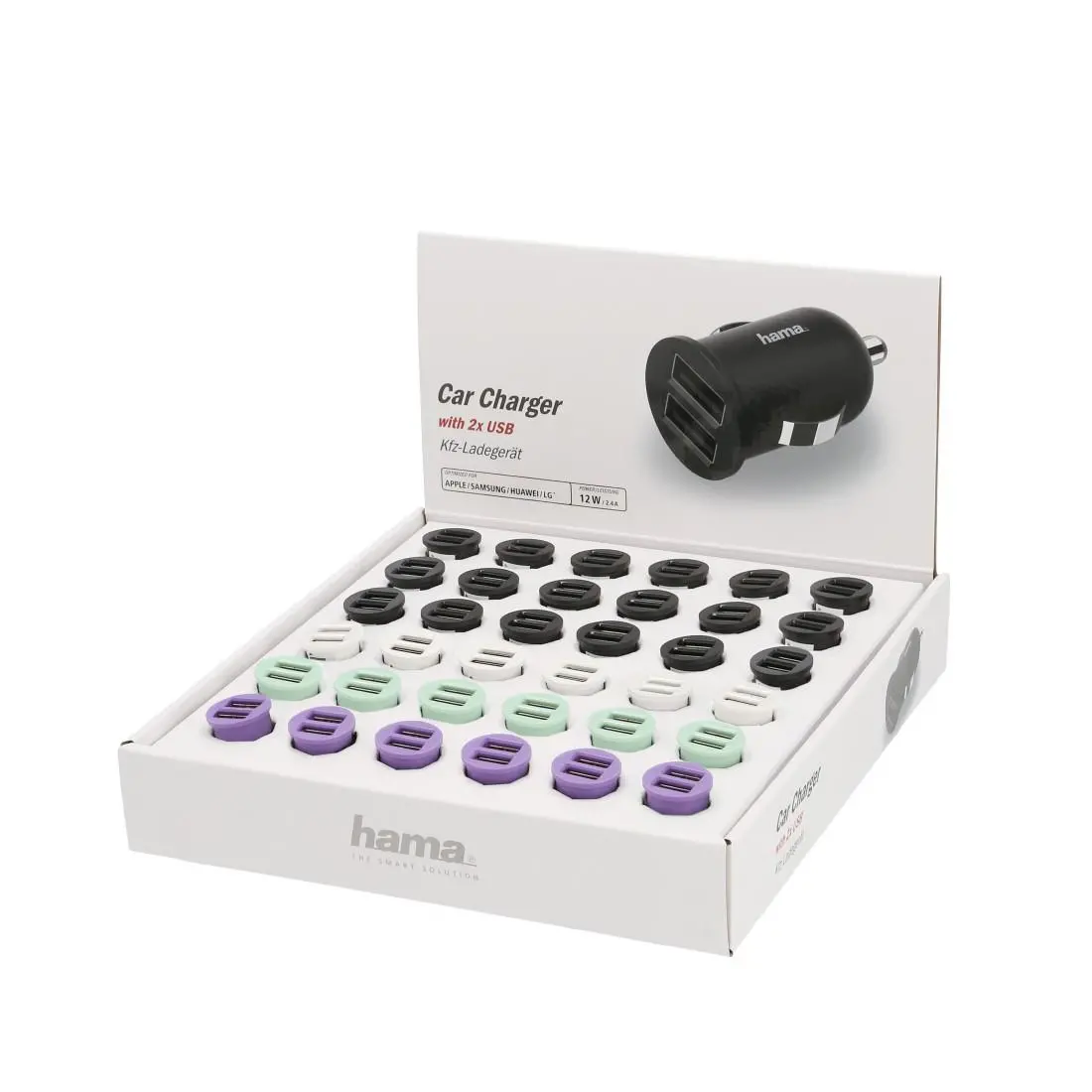 Φορτιστής αυτοκινήτου HAMA, 2 x USB, 2.4 A, Διάφορα χρώματα
