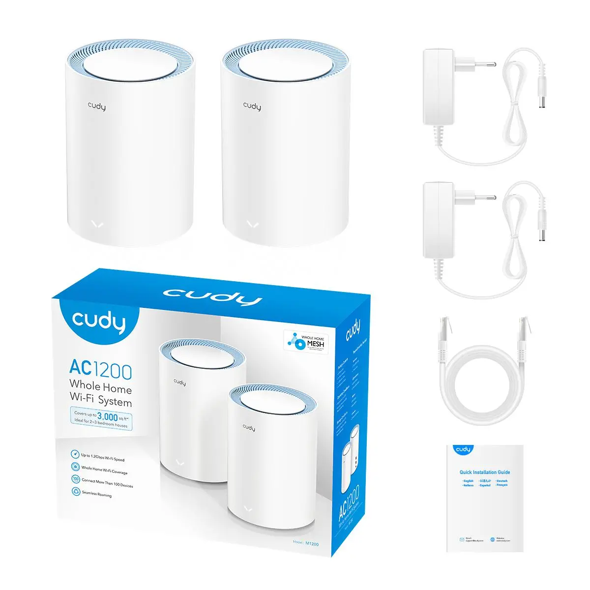Безжична Mesh система Cudy M1200 2, AC1200 Dual Band, 2.4/5 GHz, 300 -  867 Mbps, 2 броя - image 3