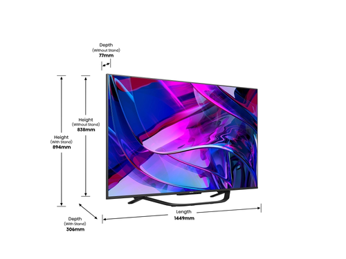 Телевизор, Hisense 65" U7KQ, 4K Ultra HD 3840x2160, ULED, FALD, Quantum Dot, 144Hz, IPS, HDR 10+, HLG, Dolby Vision IQ, Dolby Atmos, Smart TV, WiFi 5GHz, WiFi Direct, BT, Anyview Cast, 4xHDMI, 2xUSB, LAN, CI+, DVB-T2/C/S2, Black - image 7