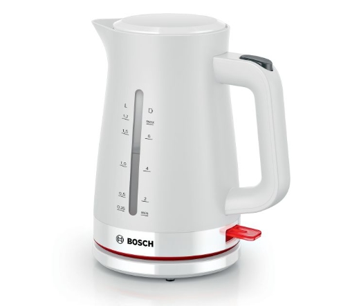 Електрическа кана, Bosch TWK3M121, MyMoment Plastic Kettle, 2400 W, 1.7 l, Cup indicator, Limescale filter, Triple safety function, White