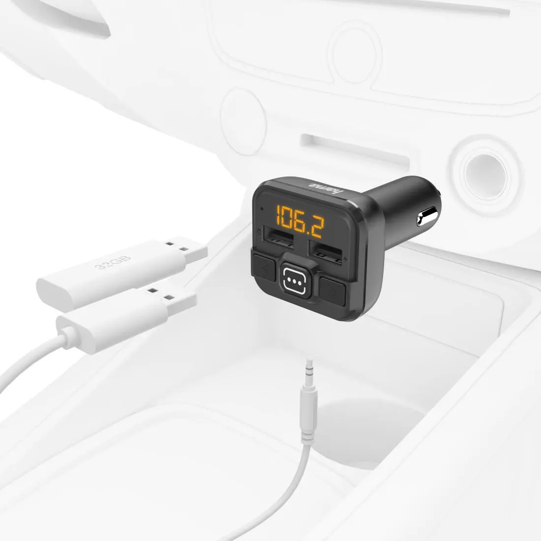 FM Transmitter HAMA AUX-IN, USB-IN, MP3, Μαύρο, 14163 - image 1