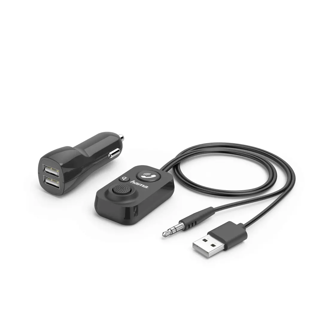 Receptor Bluetooth pentru mașină HAMA AUX-In, încărcător USB, 2.1 A, Hands-free, 14167