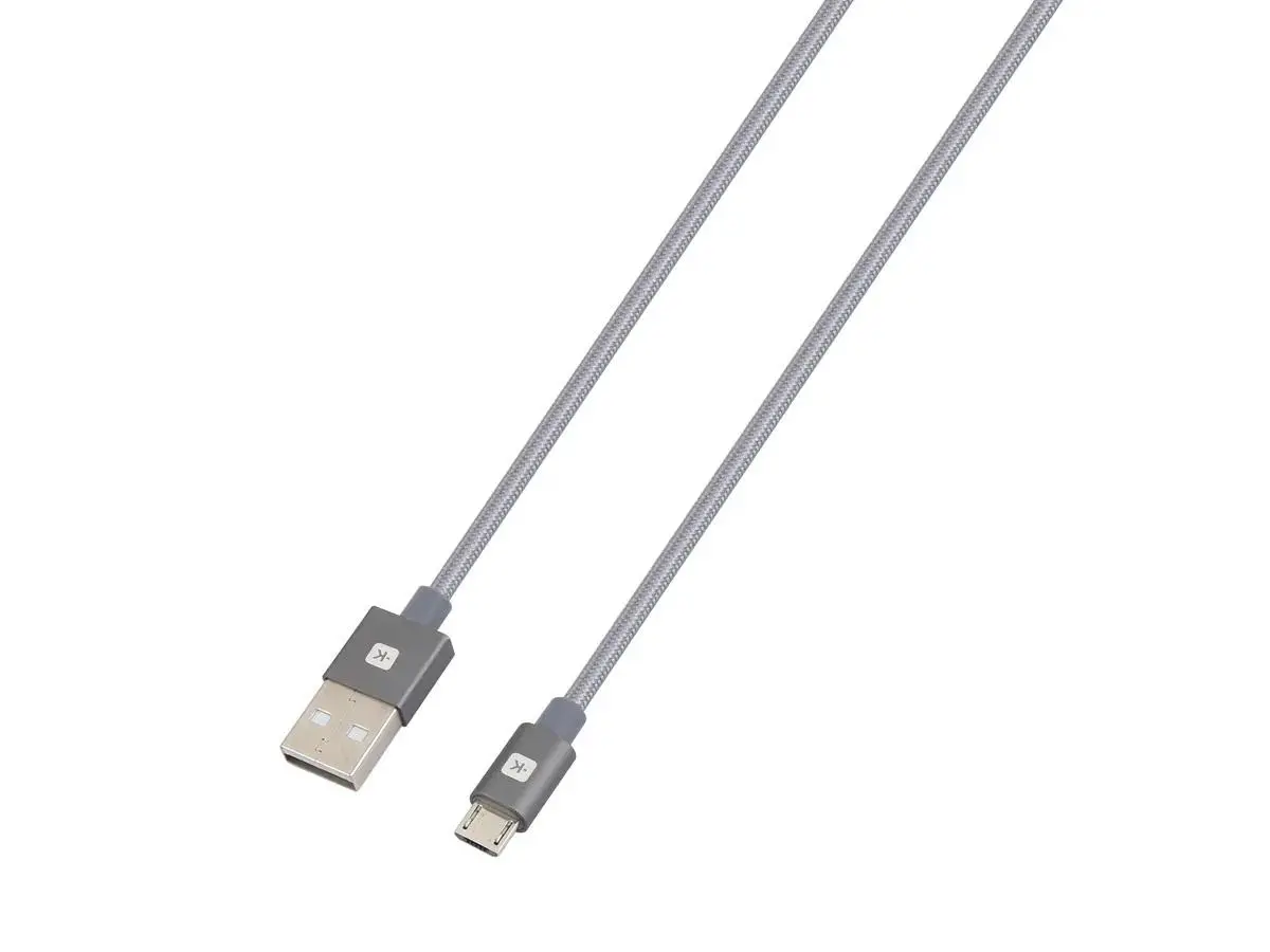 Cablu Skross, USB-A - microUSB, Împletitură metalică, 1.20 m, Gri - image 1
