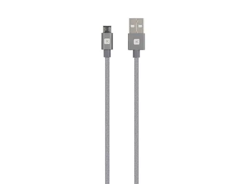 Cablu Skross, USB-A - microUSB, Împletitură metalică, 1.20 m, Gri - 1