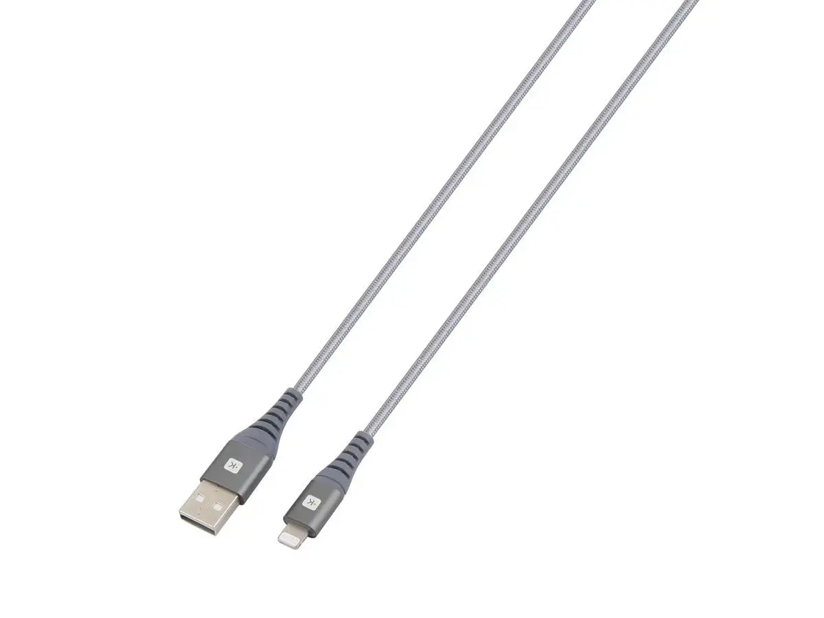 Καλώδιο Skross, USB-A - Lightning, Μεταλλική πλέξη, 1.20 m, Γκρι