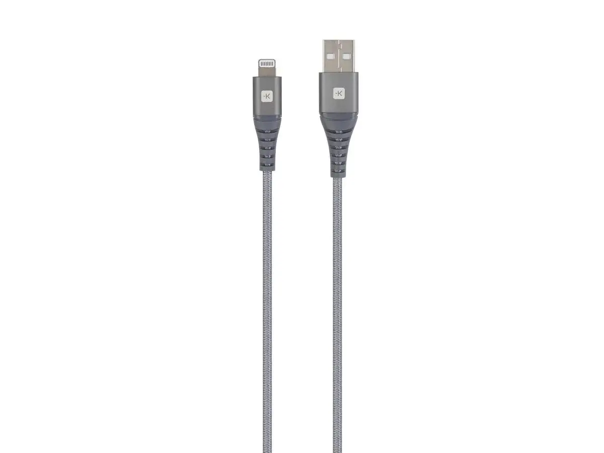 Кабел Skross, USB-A - Lightning, Метална оплетка, 1.20 м, Сив - image 1