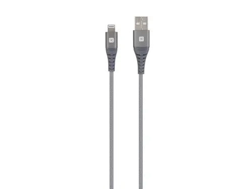 Кабел Skross, USB-A - Lightning, Метална оплетка, 1.20 м, Сив - image 1