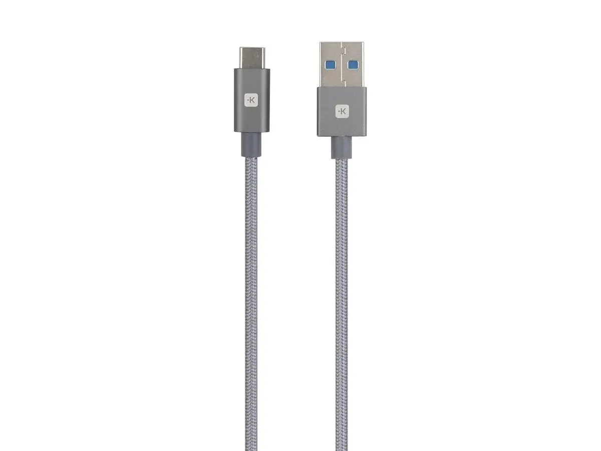Cablu Skross, USB-A - USB-C, Împletitură metalică, 1.20 m, Gri