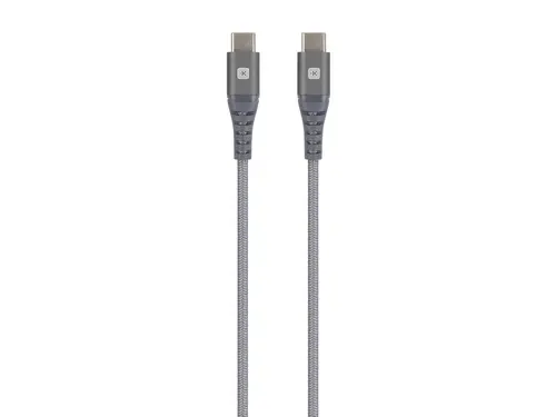 Кабел Skross, USB-C - USB-C, Метална оплетка, 1.20 м, Сив