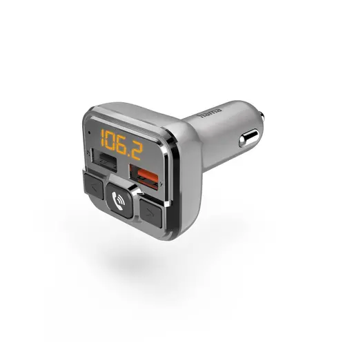 Transmițător FM HAMA, 2 x USB, slot SD, Bluetooth, Hands-Free, Gri, 201631 - 1