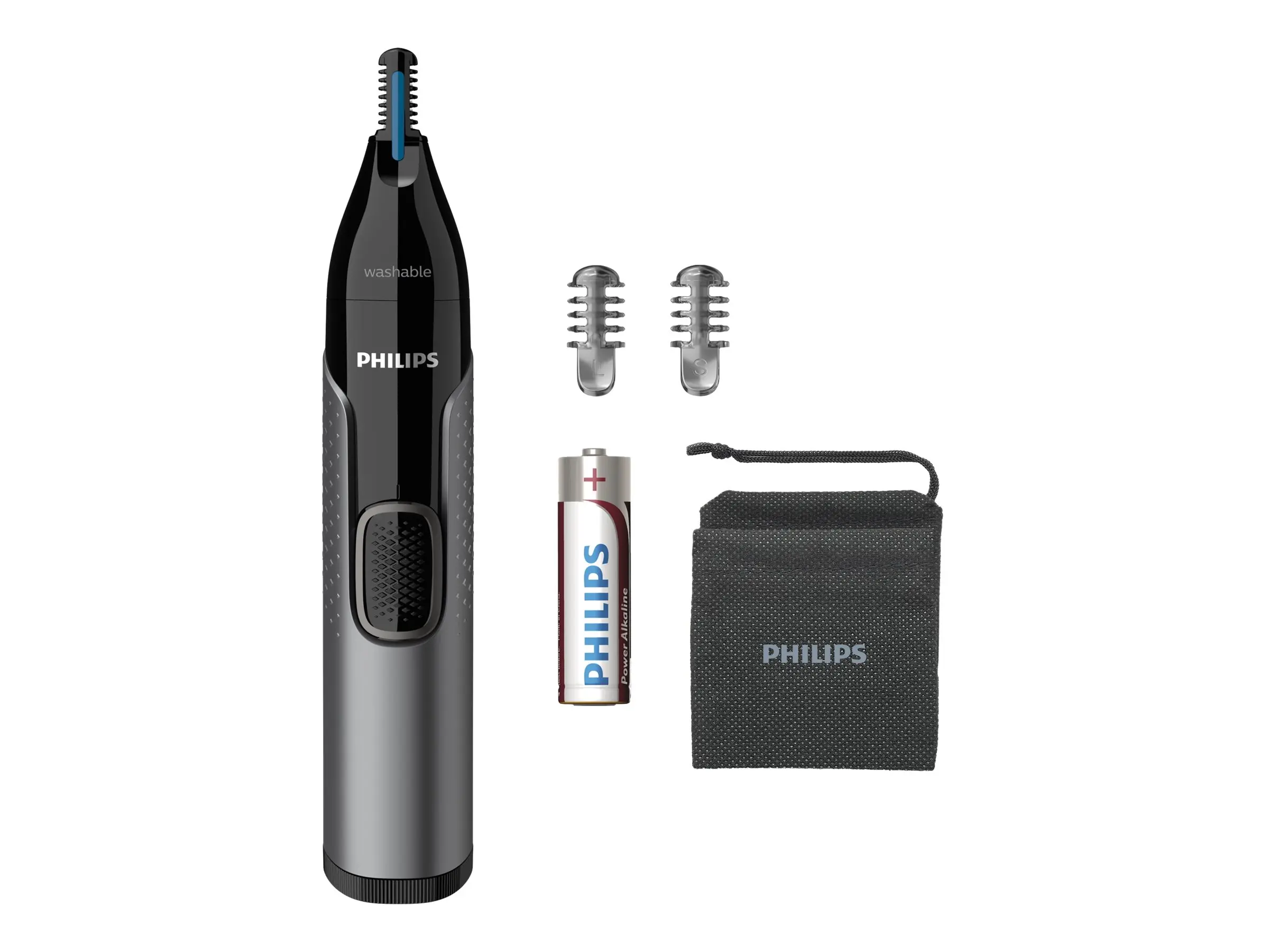 Philips Trimmer pentru nas și urechi: 100 rezistent la apă, Sistem de protecție cu două fețe, baterie AA inclusă, 2 piepteni pentru sprâncene 3mm/5mm - image 5