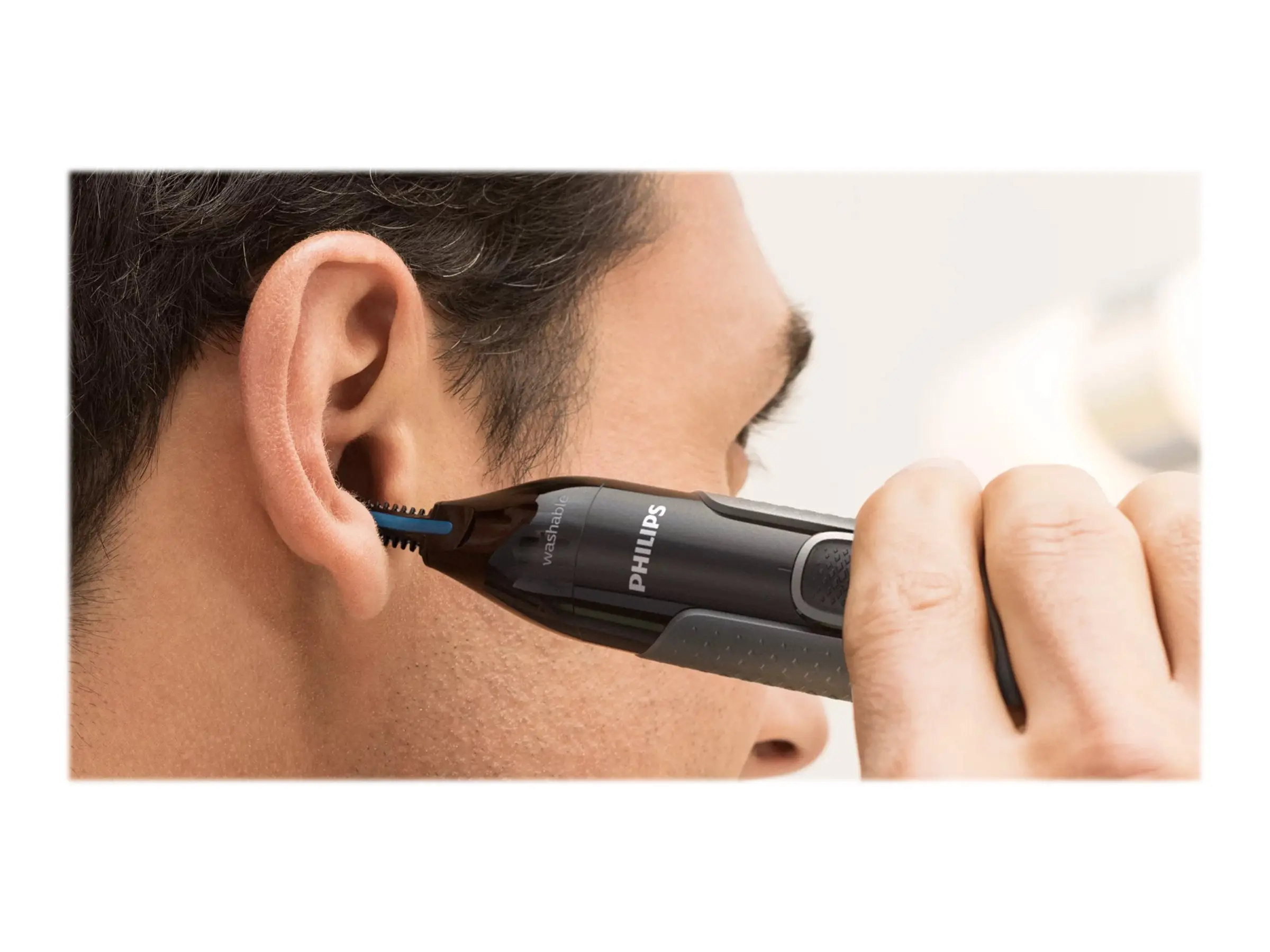 Philips Trimmer pentru nas și urechi: 100 rezistent la apă, Sistem de protecție cu două fețe, baterie AA inclusă, 2 piepteni pentru sprâncene 3mm/5mm - image 7