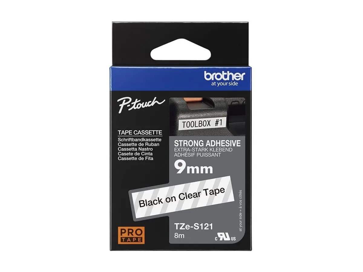 Лента TZ Tape BROTHER 9mm BLACK ON CLEAR ADHESIVE TAPE for P-Touch - image 1