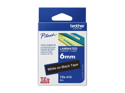 Консуматив, Brother TZe-315 Tape White on Black, Laminated, 6mm, 8m - Eco - image 1