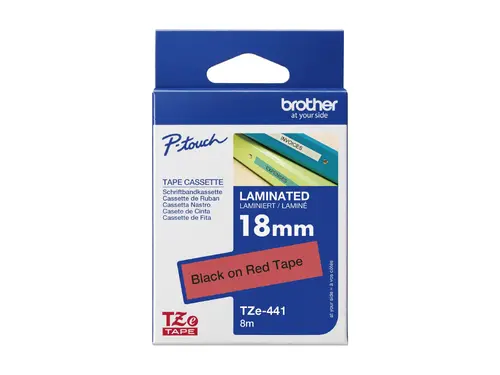 Консуматив, Brother TZe-441 Tape Black on Red, Laminated, 18mm, 8 m - Eco - image 3