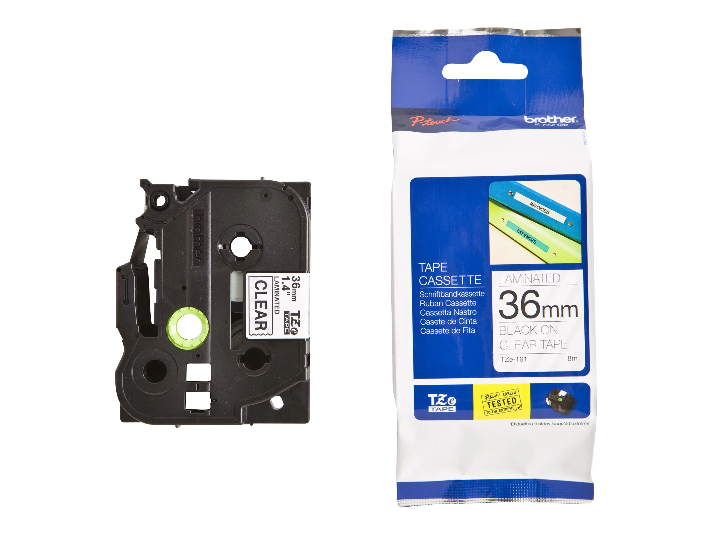 Лента TZ Tape BROTHER 36mm Black on Clear, Laminated, 8m lenght, for P-Touch - image 1